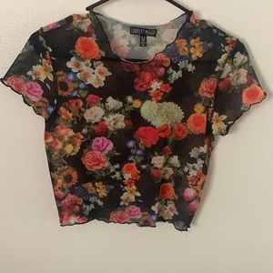NWOT. Floral Sheer Top